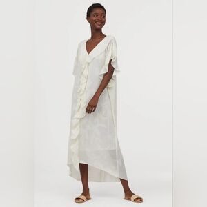 H&M Elegant White Ruffled Dress Size M/L